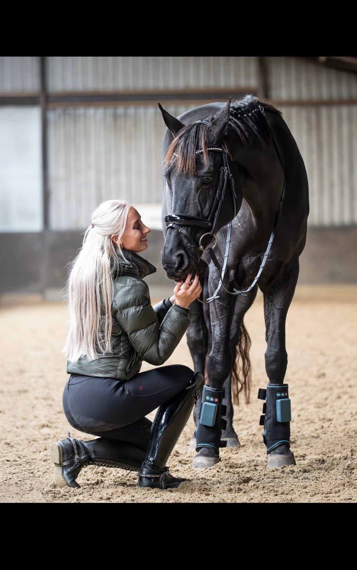 HorseLinkTech therapy boots on horse