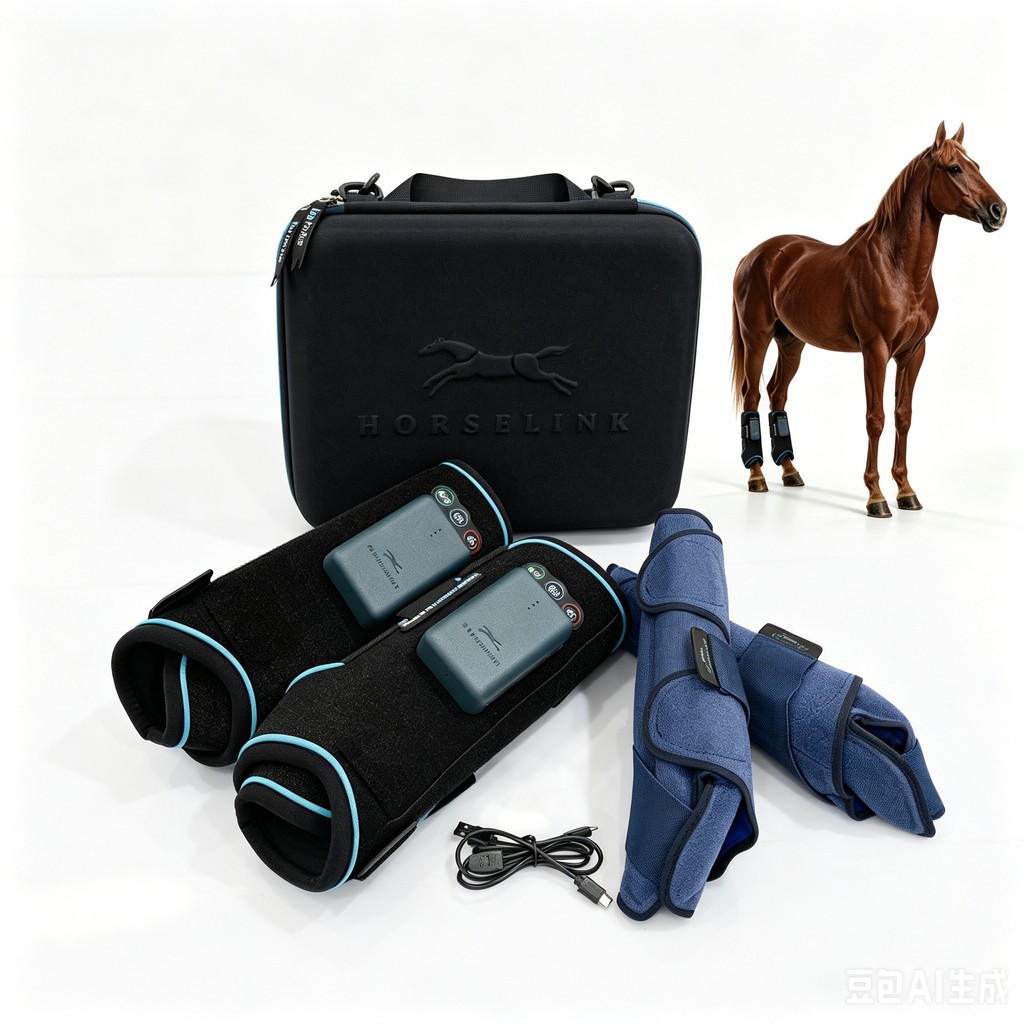 HorseLinkTech Horse Ice Boots – 4-in-1 Therapy Boots for Equine Leg Recovery with Compression, Vibration & Magnetic Therapy | Hind Pair